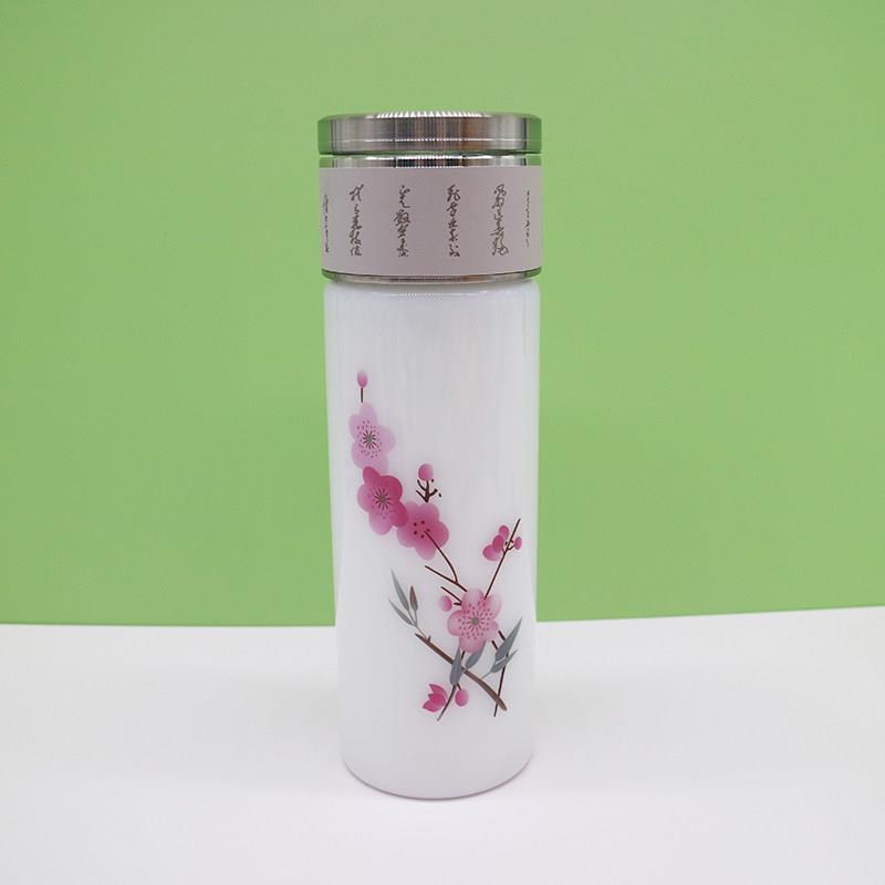 会销礼品 玉瓷毛瓷杯7501杯 翠竹梅花杯 车载水杯商务带盖子 办公