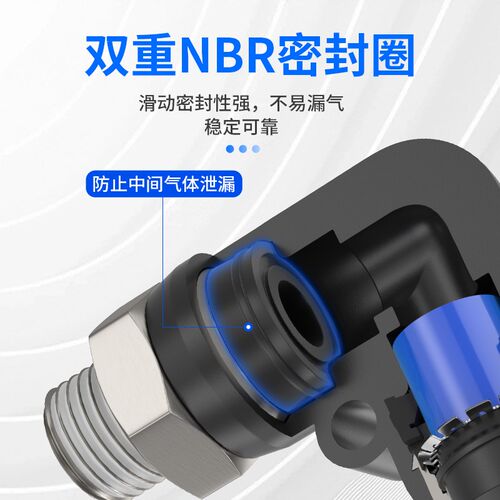气管气动快速接头90度直角螺纹弯头快x插弯通PL8 4 10 6M5 1 2分