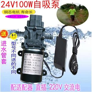 24V100W微型增压泵自吸抽水高压220V水泵小型直流太阳能隔膜泵
