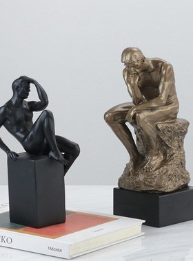 现代轻奢抽象人物雕塑几何摆件售楼处样板间书房卡通艺术头像摆设