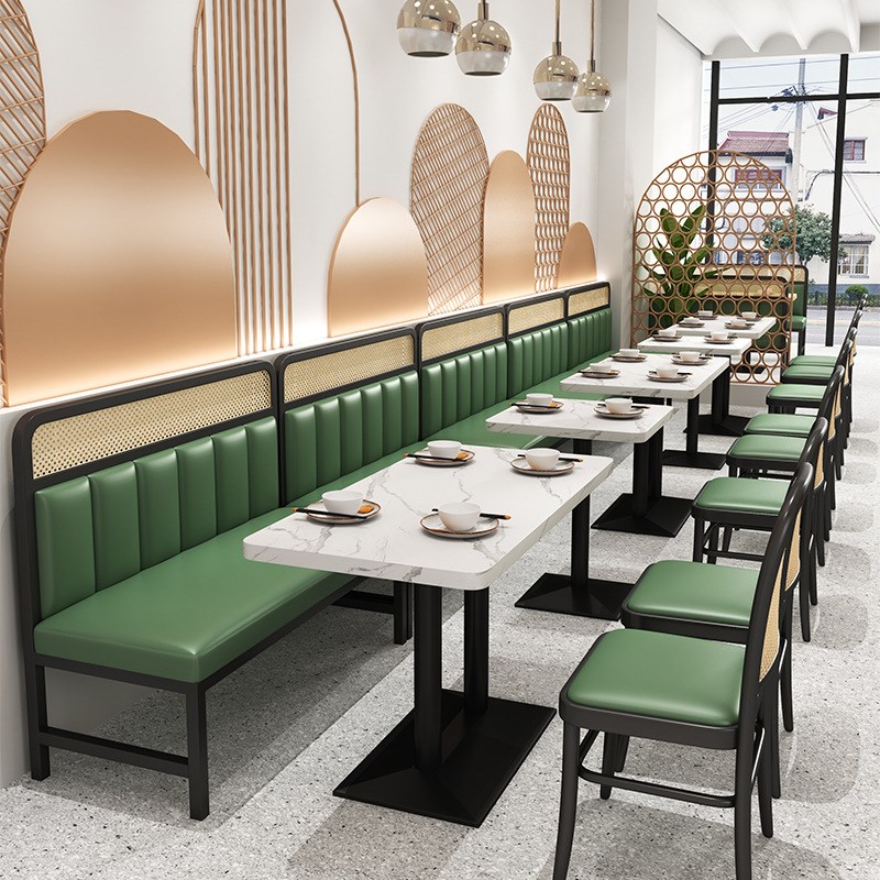 简约现代a咖啡厅西餐厅卡座沙发甜品奶茶店料理店休闲书吧桌椅组