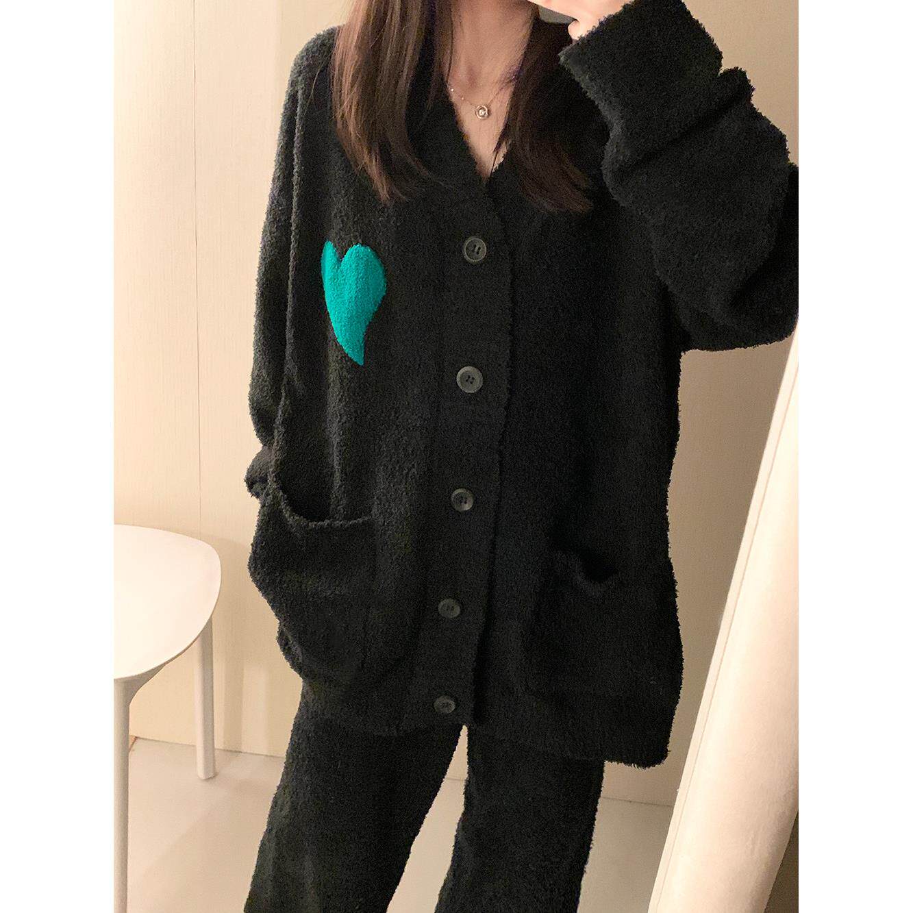 大尺码加厚半边绒睡衣冬季女款2024新款秋冬天保暖珊瑚绒家居服套
