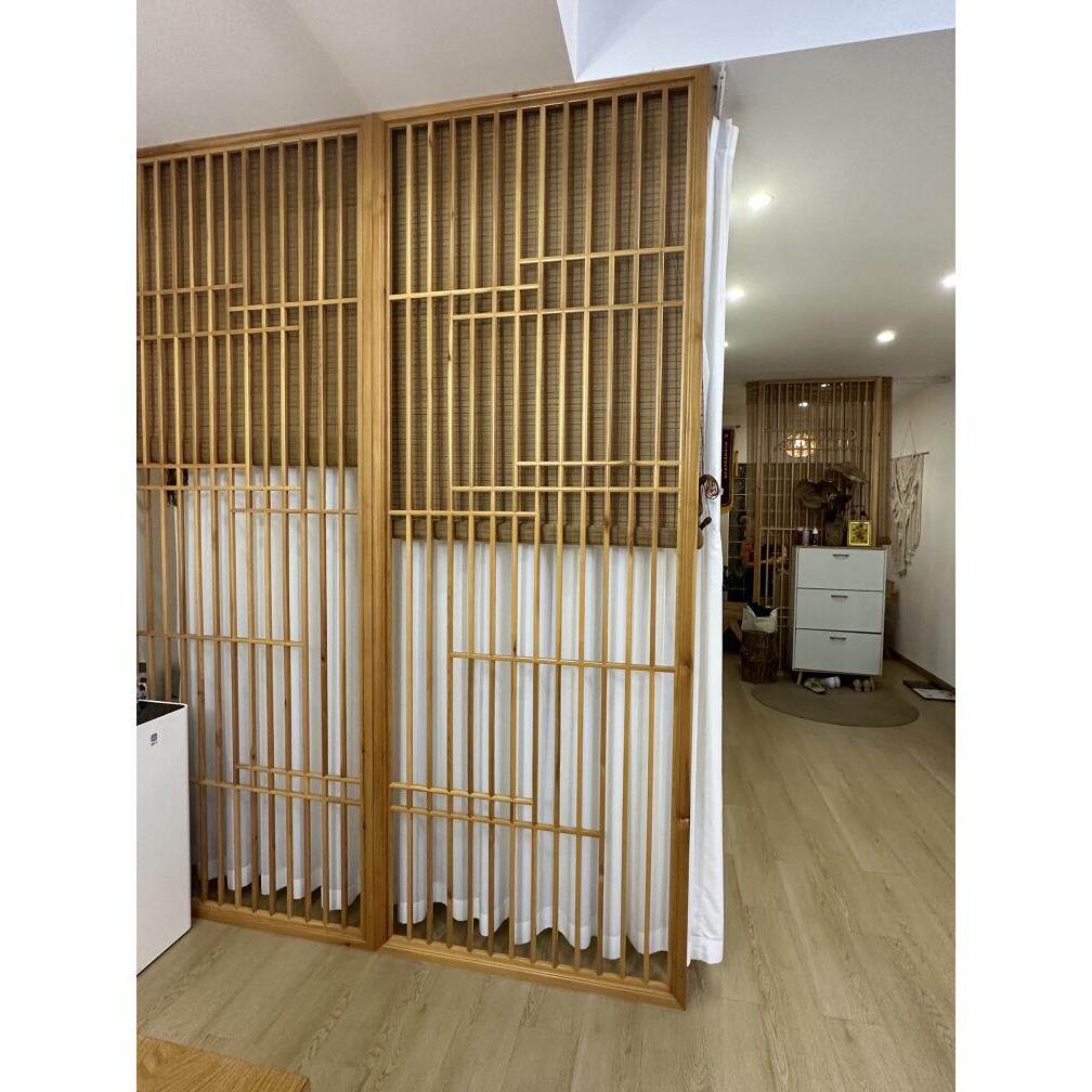 屏风隔断玄关背景新中式古典装饰实木榫卯结构手工插接木格栅定制