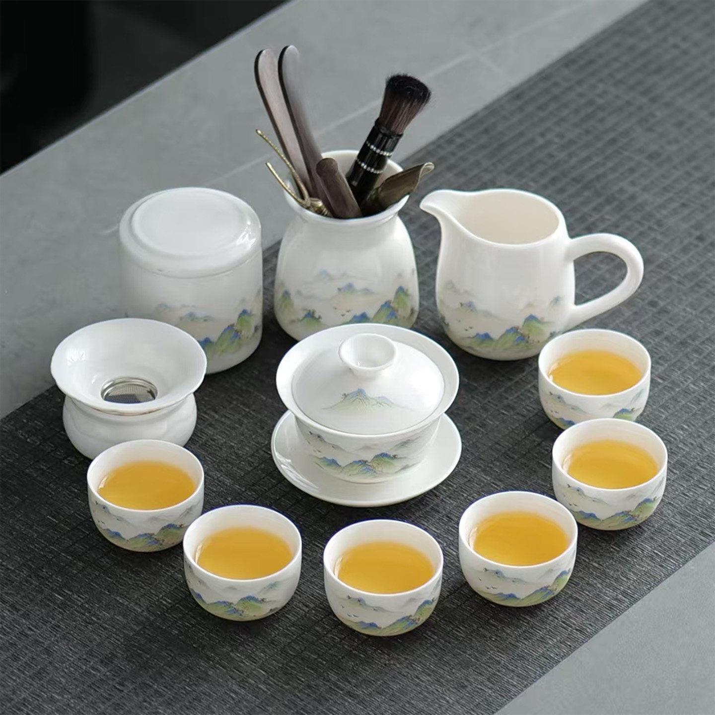 2026新款高档羊脂玉功夫茶具套装家用办公室泡茶白瓷轻奢高端大气