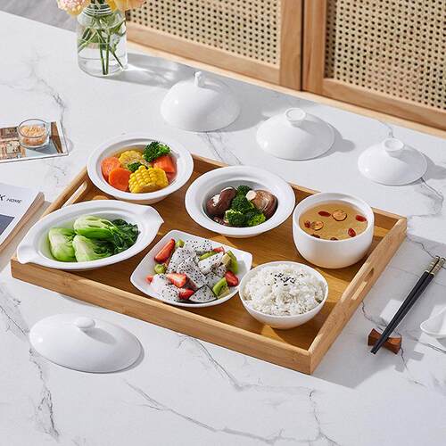 月子餐具产妇一人食专用汤碗盘盅托盘套装陶瓷釉下彩环保会所分餐