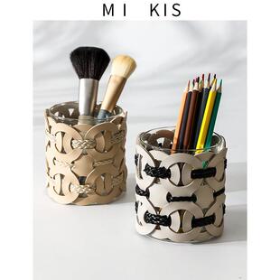 北欧风桌面办公室高级感收纳筒化妆台眼影刷子梳子眉笔笔筒收纳盒