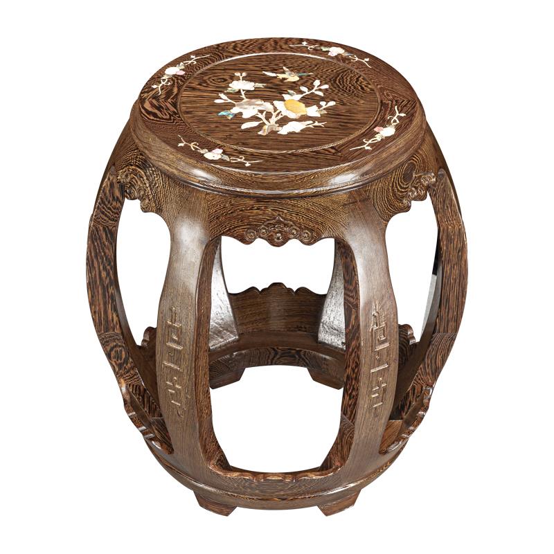 鸡翅木圆凳仿古实木古筝凳花梨木换鞋凳红木鼓凳客厅小矮凳琴凳子