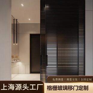 格栅门极窄无地轨厨房拉门隔断化妆室自动门衣柜门吊轮移门定制