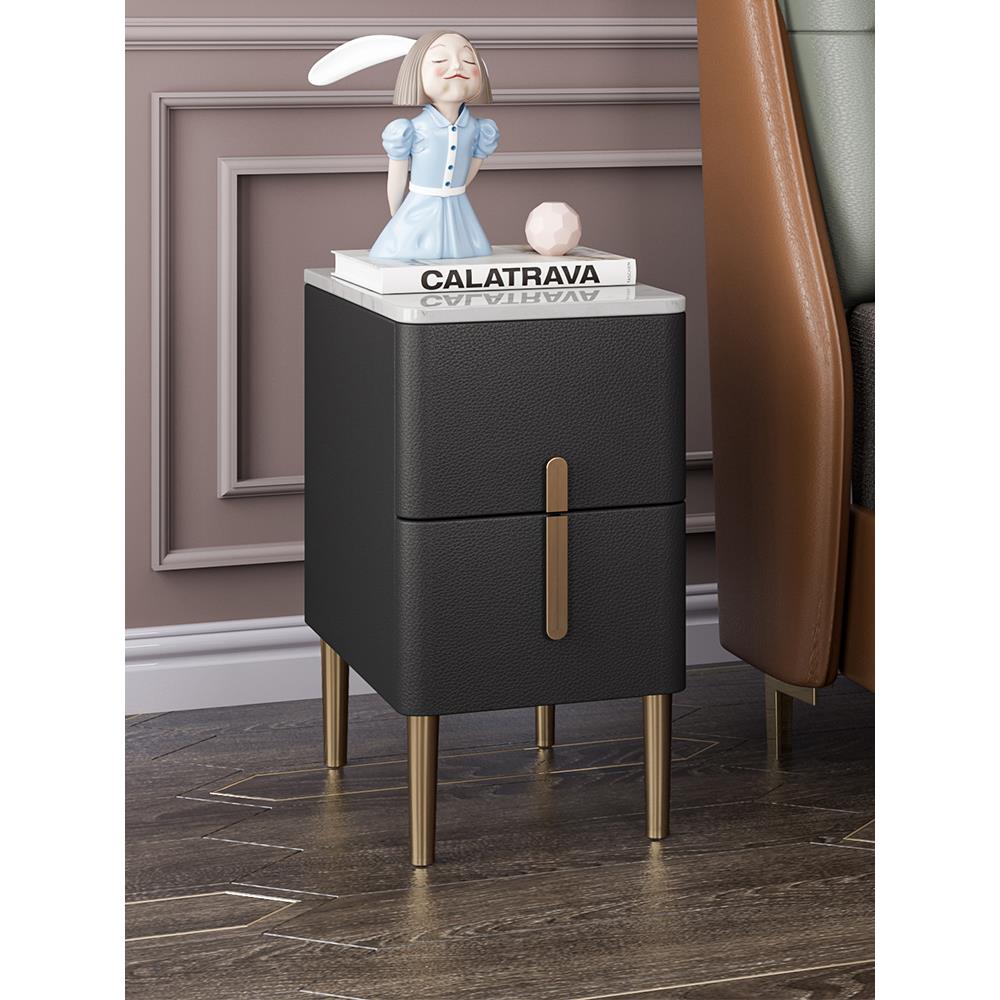 小床头柜迷你窄小尺寸软包装实木简单现代可访问的豪华石板25/30