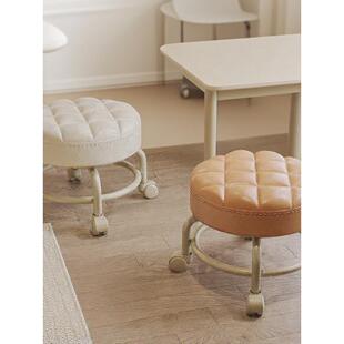 移动万向轮凳子门口矮凳宿舍小沙发凳宝宝学步椅圆凳美缝轮滑椅子