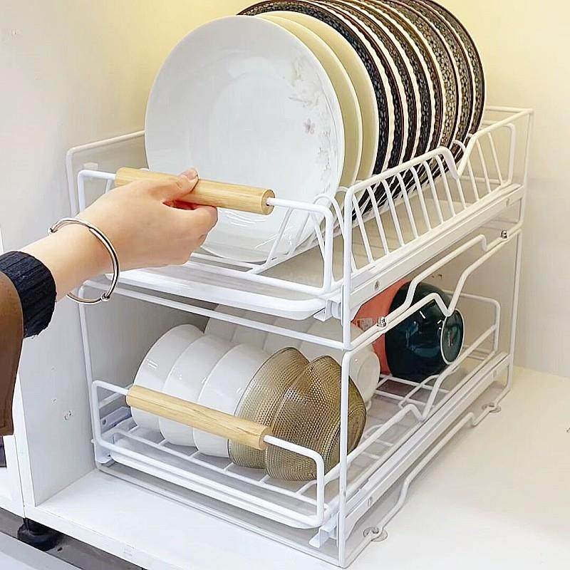 碗碟沥水抽拉置物架碗碟收纳层架厨房碗盘整体橱柜拉篮抽屉式放碗,厨房/烹饪用具,厨房置物架/置物柜/角架,淘宝优惠券,粉丝福利购,淘宝优惠卷