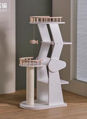 cinocat实木极简猫爬架防水猫窝猫树一体进口白色小户型不占地
