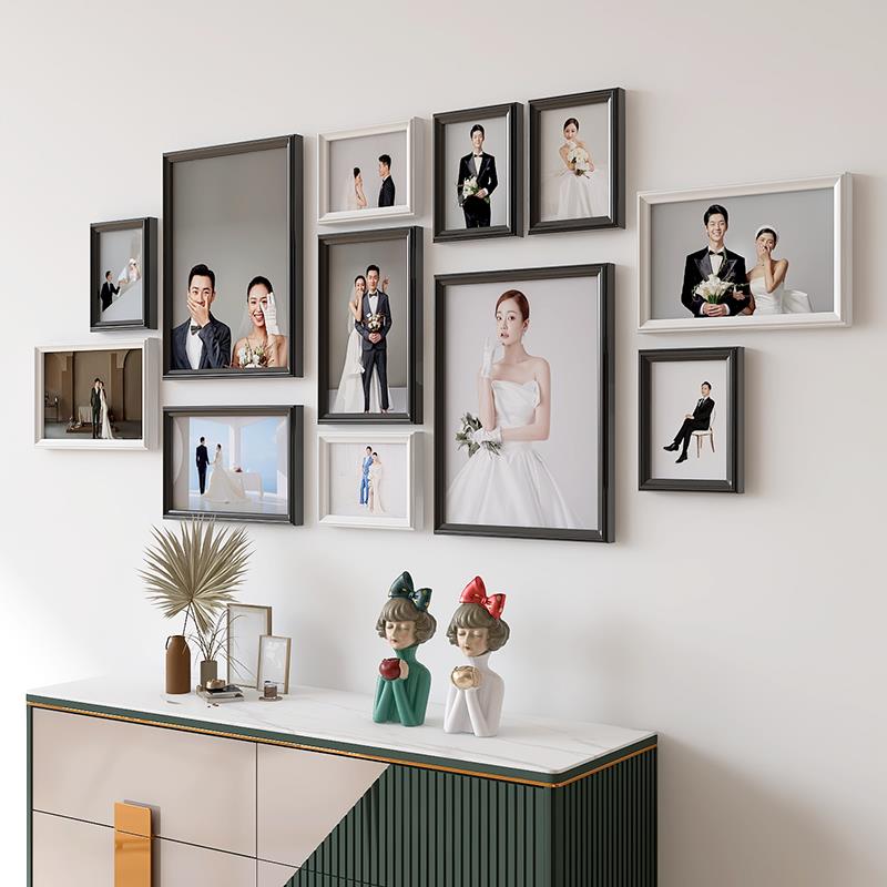 墙壁相框挂墙创意组合洗照片实木照片墙定制结婚纱照画框照片冲印