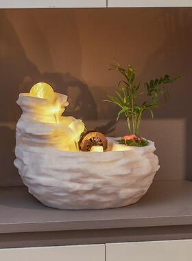 风水球办公室流水摆件循环水现代简约招财生财桌面装饰假山水晶球