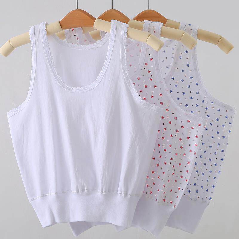 2件女士纯棉汗布衫内穿无袖妈妈小背心无钢圈内衣跨栏吊带白背心