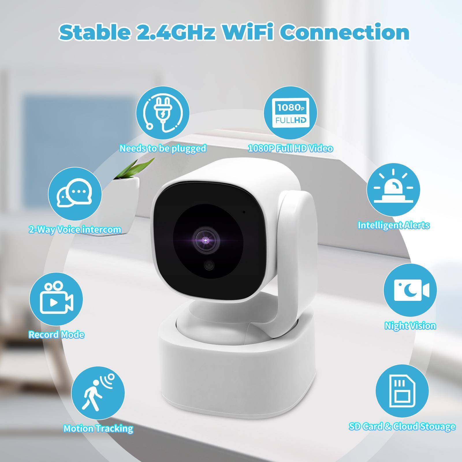 双向视频通话监控摄像头360度家用监控老人小孩远程语音高清夜视