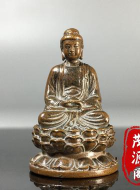 纯铜释迦牟尼佛像小摆件守护平安迷你小佛像铜器文玩旧货桌面摆件