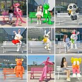 户外卡通动物座椅玻璃纤维雕塑休闲 公园椅幼儿园林风景区商场网