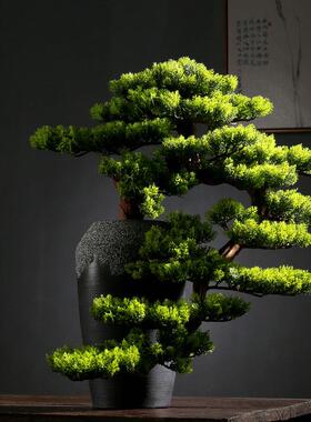 迎客松仿真树家居装饰现代简约中式摆件工艺品礼品客厅酒店电视柜