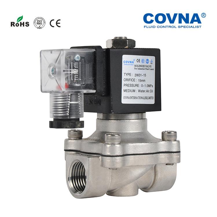 COVN不锈钢304常闭电磁阀4分24V水阀C220V两位两通