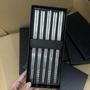 米诺家抗菌不锈钢筷子316L高档家用防滑有效防烫防霉筷子一人一筷