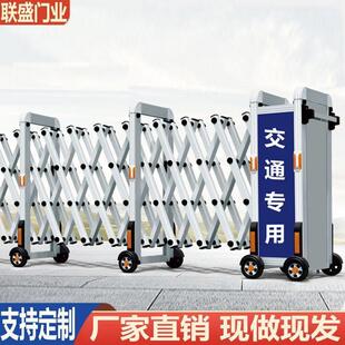 手动推拉门不锈钢伸缩门高速幼儿园路障移动护栏简易围栏折叠大门