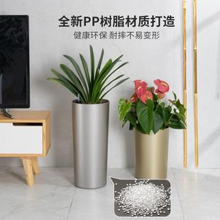 虎皮兰花盆专用客厅自吸水懒人大号家用树脂轻奢风简约圆柱形花盆