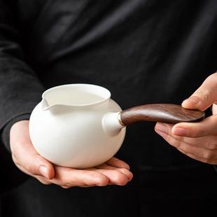 陶瓷公道杯侧把分茶器一体分茶杯高档家用简约功夫茶具茶道零配件