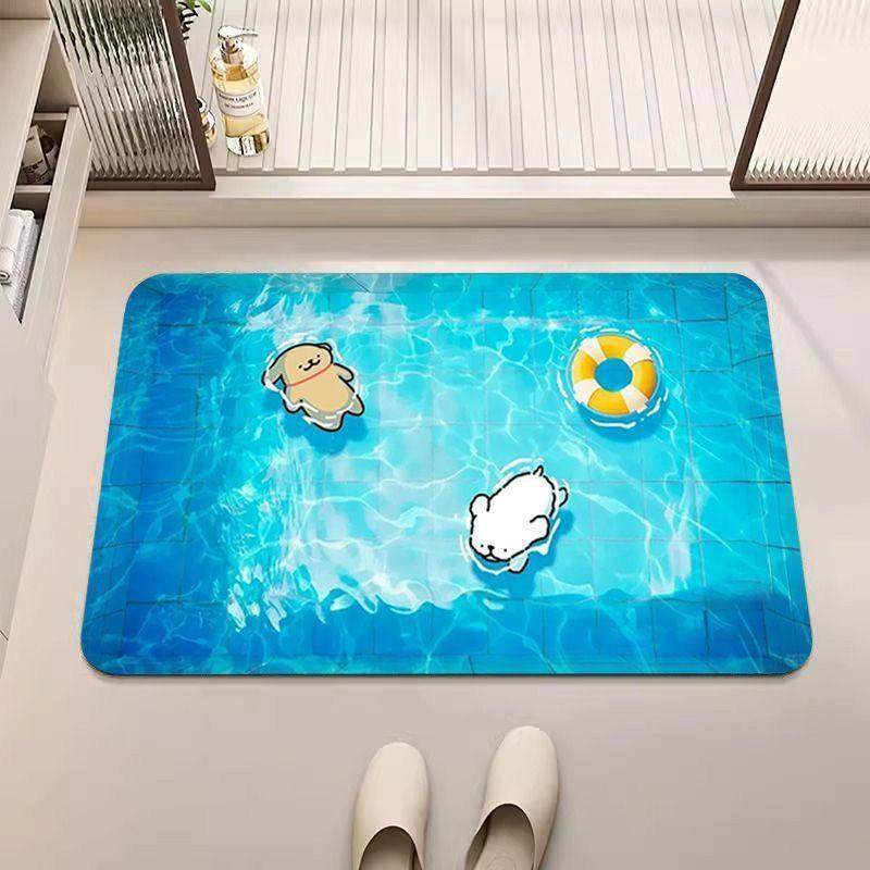 夏日小狗软矽藻泥地垫 化妆室防滑地垫 可爱动漫浴室吸水速干 干,居家布艺,入户地垫,淘宝优惠券,粉丝福利购,淘宝优惠卷