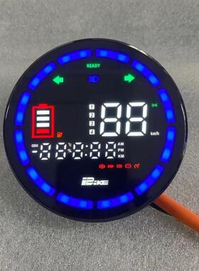 小龟王电动车仪表简易款广环龟LED数字液晶仪表圆形48v60v72v通用