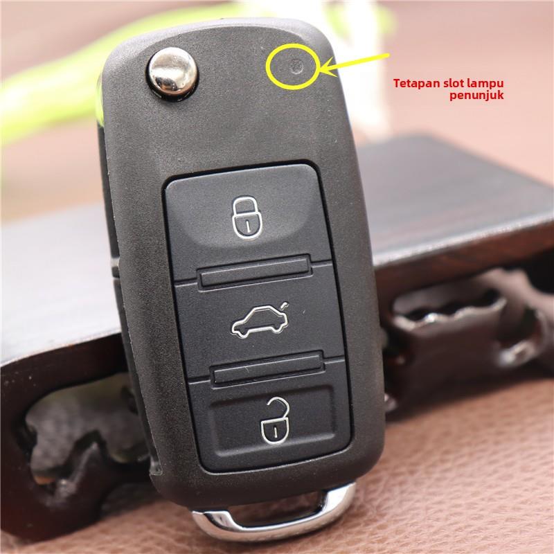 汽车钥匙壳用于大众途锐3键折叠遥控器外壳全新金属锁匙替换壳铜