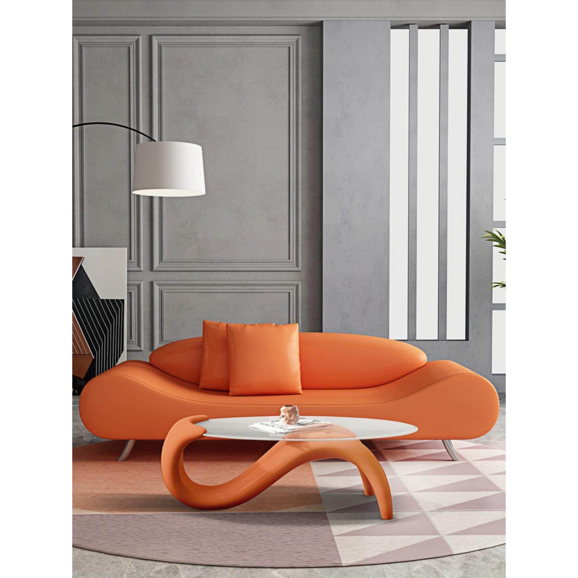 卧室小沙发客厅小户型创意弧形异形轻奢家俱美容院休息区接待双人