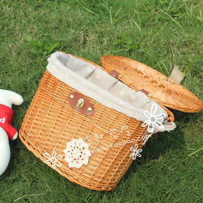 若溪后置车筐车篮藤编车篓车框机车电动三轮车车后备箱尾箱菜篮