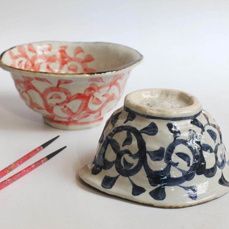 日本进口陶瓷餐具唐草面碗覆古拉面碗粗陶手工家用日式汤碗装泡面