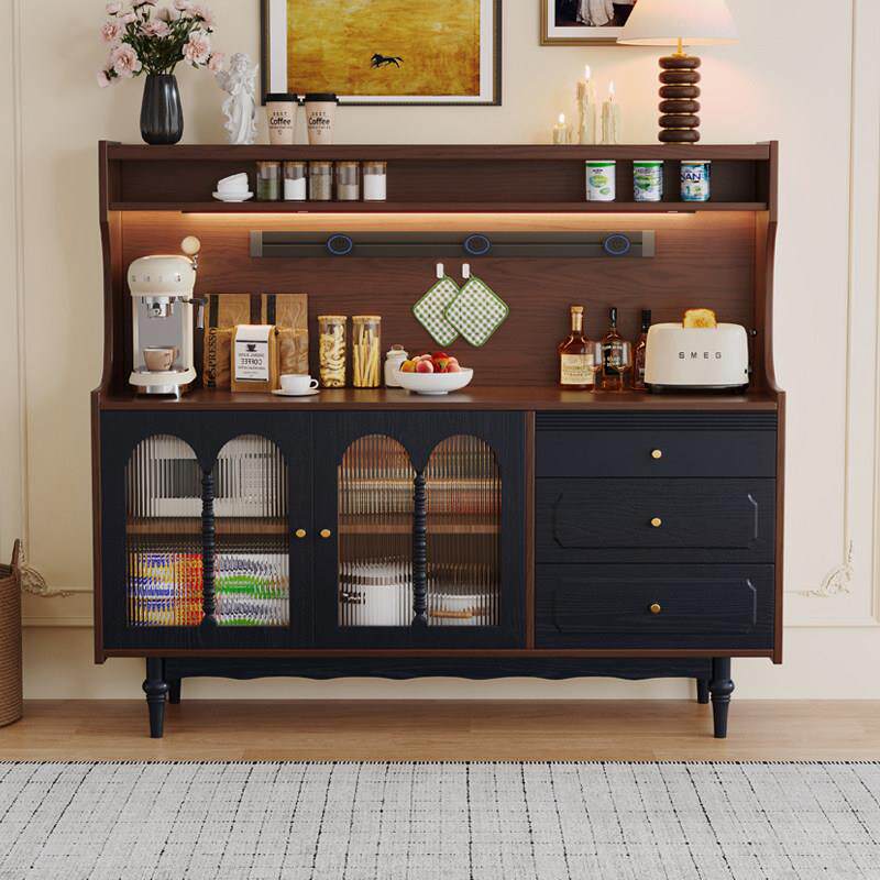 实木餐边柜靠墙一体法式复古风边柜客厅咖啡机摆放台储物家用橱柜