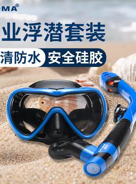 浮潜三宝潜水面罩男女防呛潜水镜呼吸管套装全干水下设备