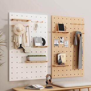 洞洞板造型墙定制墙上装饰挂板入户门实木diy配件置物架隔断隔板