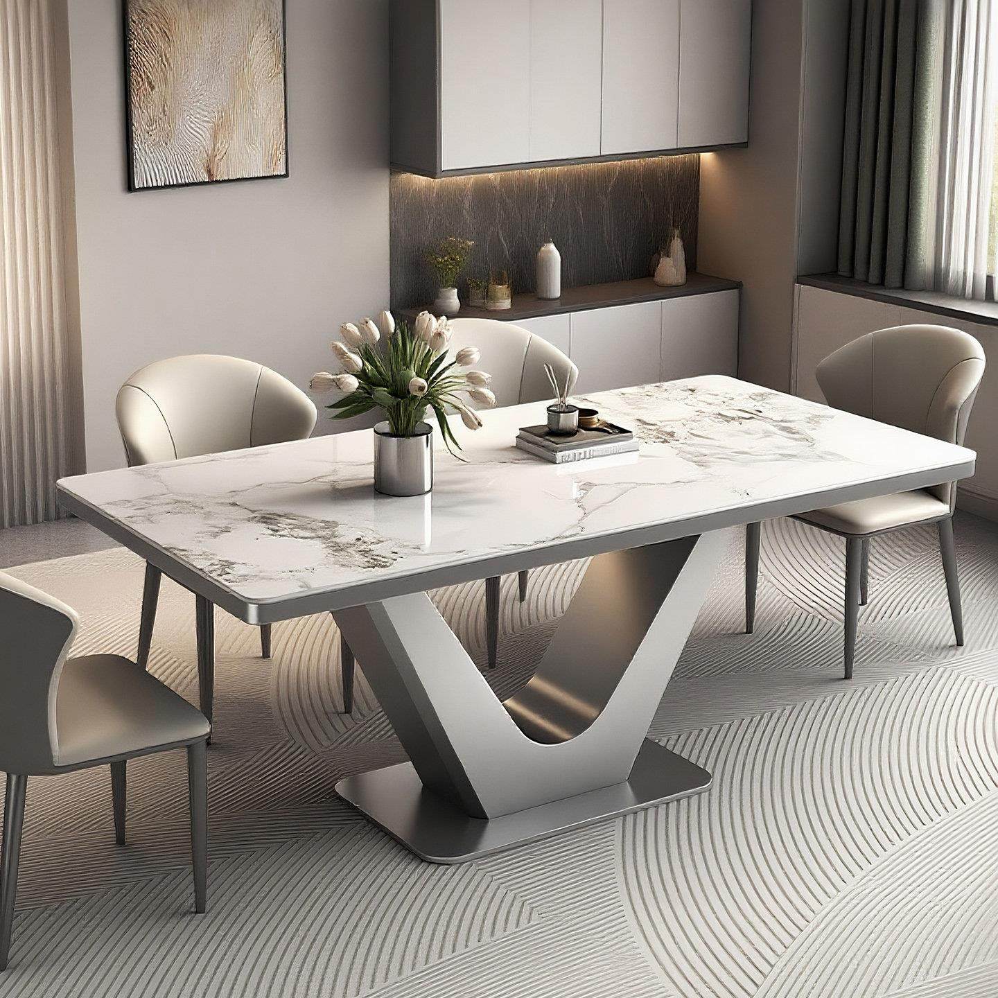 岩板餐桌轻奢现代简约高级感新款极简家用小户型长方形餐桌椅组合,住宅家具,岩板餐桌,淘宝优惠券,粉丝福利购,淘宝优惠卷