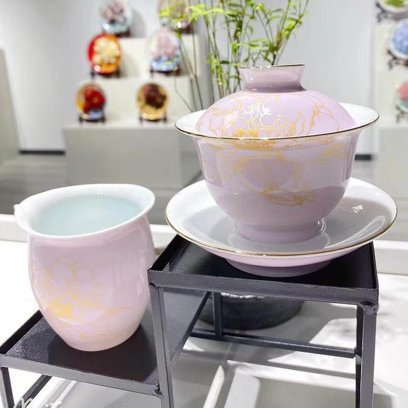 李学武牡丹瓷手工制作陶瓷六件套茶具功夫茶杯套装礼盒装高档送礼