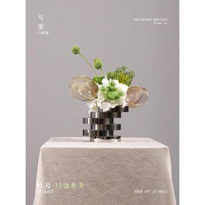 瑶瑶现代原创艺术绿色花艺【西敏西然】餐桌入口样板房软装