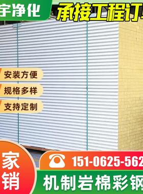 机制岩棉彩钢板净化板无尘车间隔墙吊顶夹芯板防火保温隔音洁净板