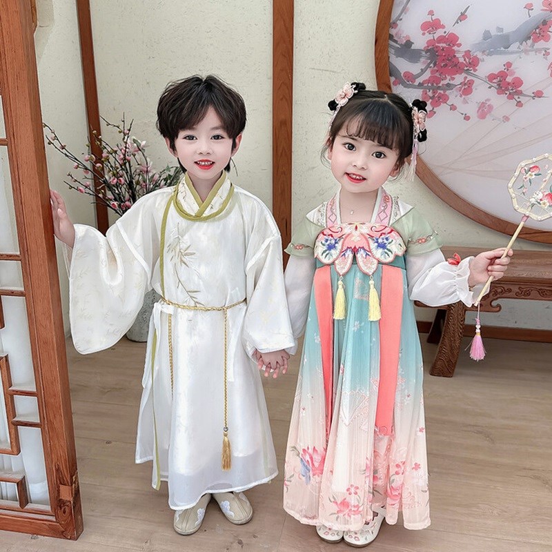 中秋节中国风宝宝汉服男童古风帅气幼儿园国学表演V服古装明制唐