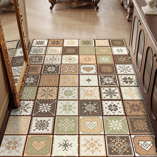 几何丝圈入户门地垫刮泥蹭土玄关脚垫进门门口V耐脏地毯门垫 美式