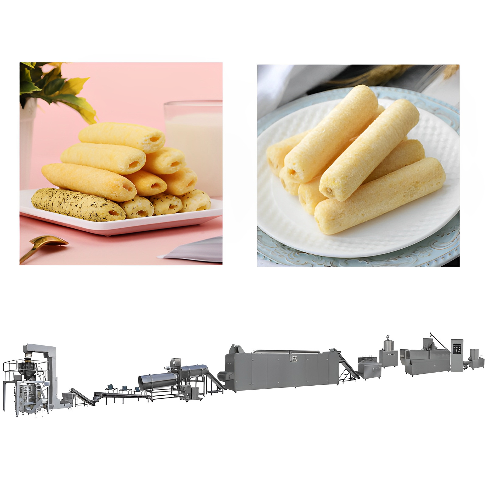 酥脆夹心米果膨化机 米果生产线 燕麦米果生产线 大型食品膨化机