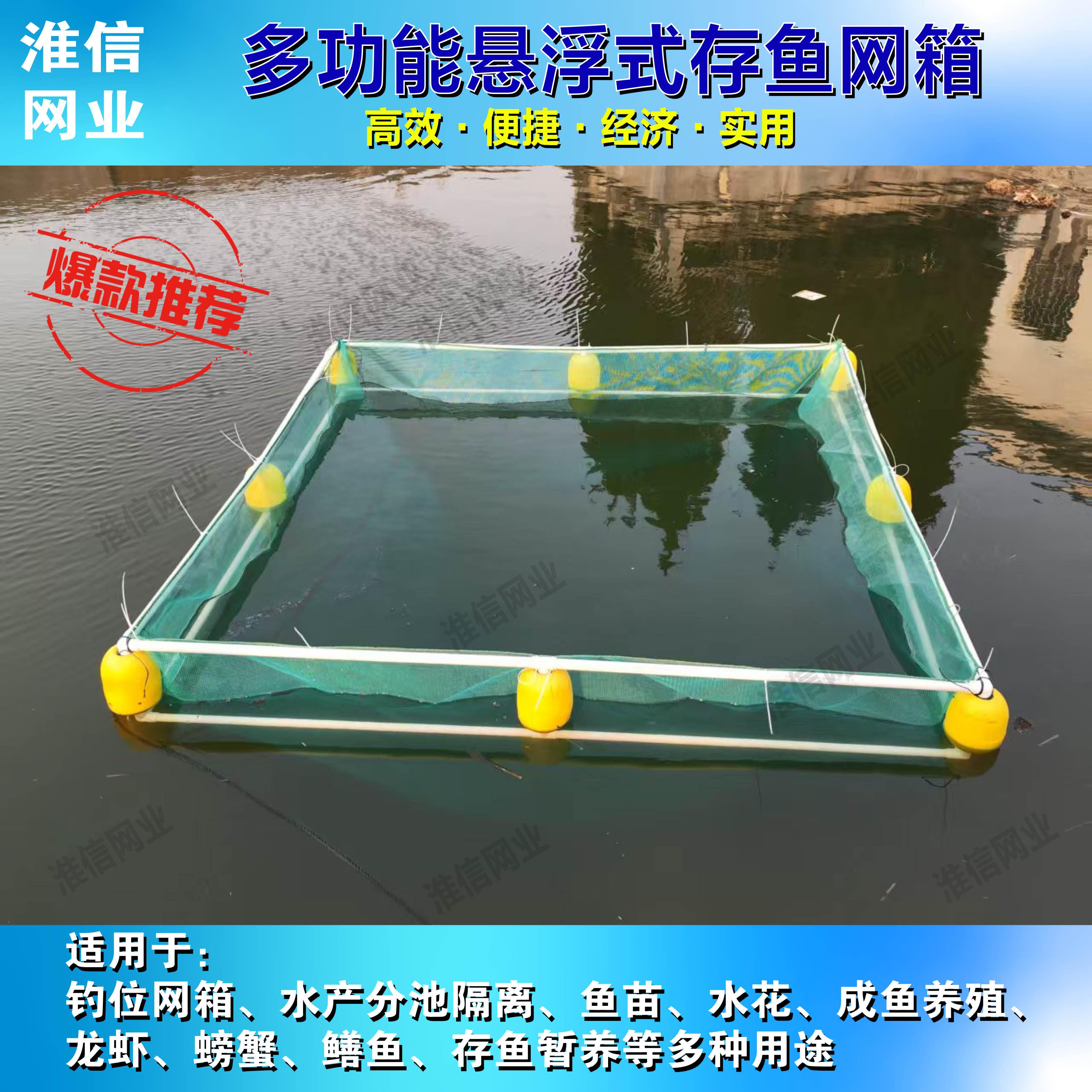 悬浮养鱼箱存鱼框架养鱼箱专用防逃鱼黄鳝网箱孵化养殖网垂钓网箱