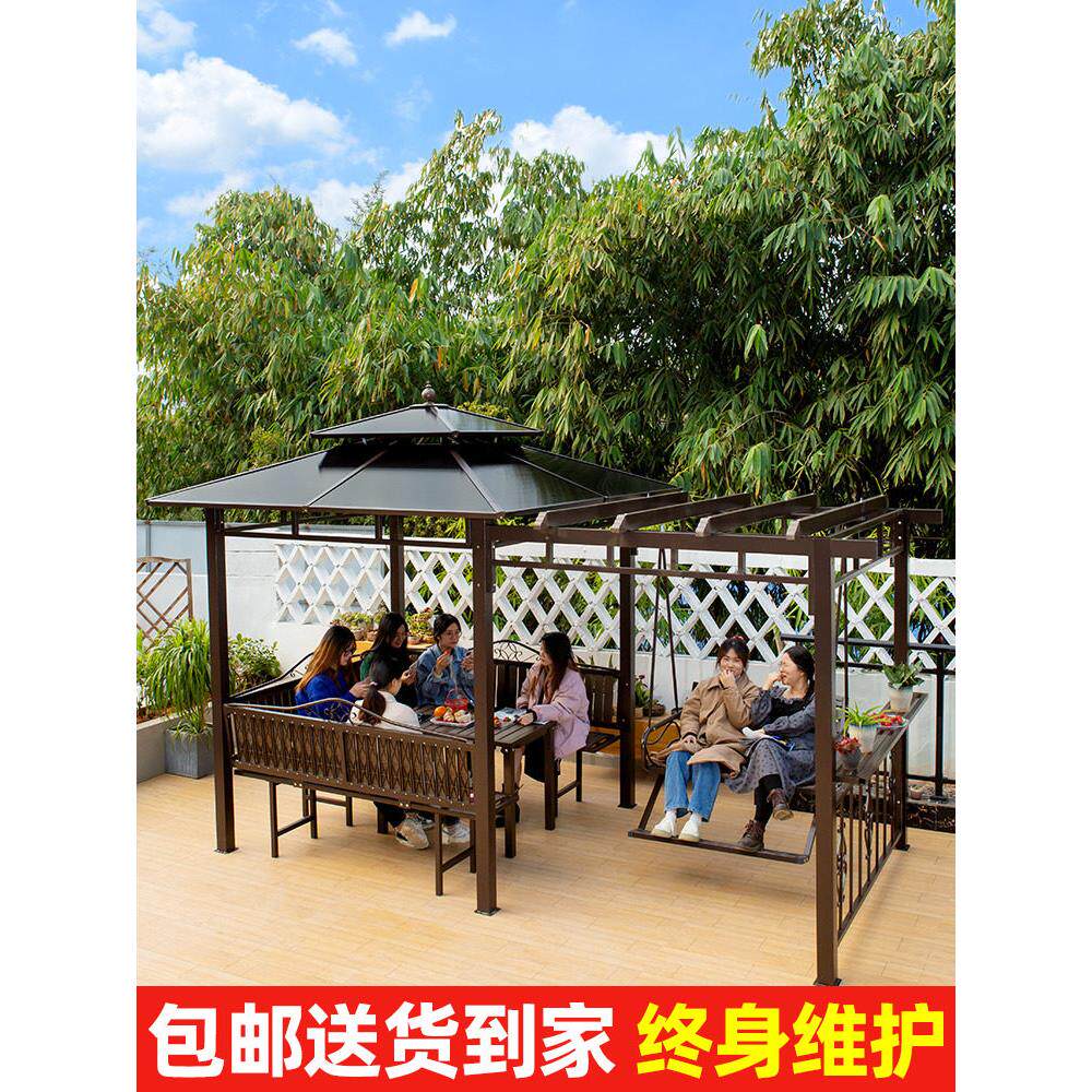 室外凉亭葡萄架别墅庭院防腐木铝合金花园露台休闲凉亭室外遮阳篷