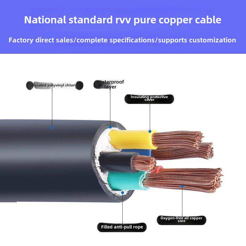 国标RVV铜芯软电缆线2芯3芯4芯10/16/25/35/50平方三相四线护套线