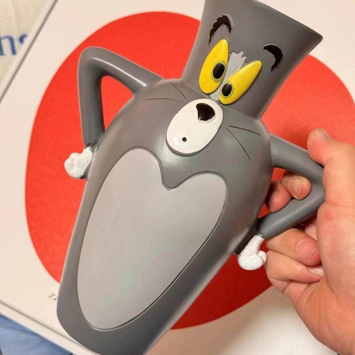 汤姆猫树脂花瓶卡通创意插花笔筒台面桌面装饰小众摆件送朋友礼物