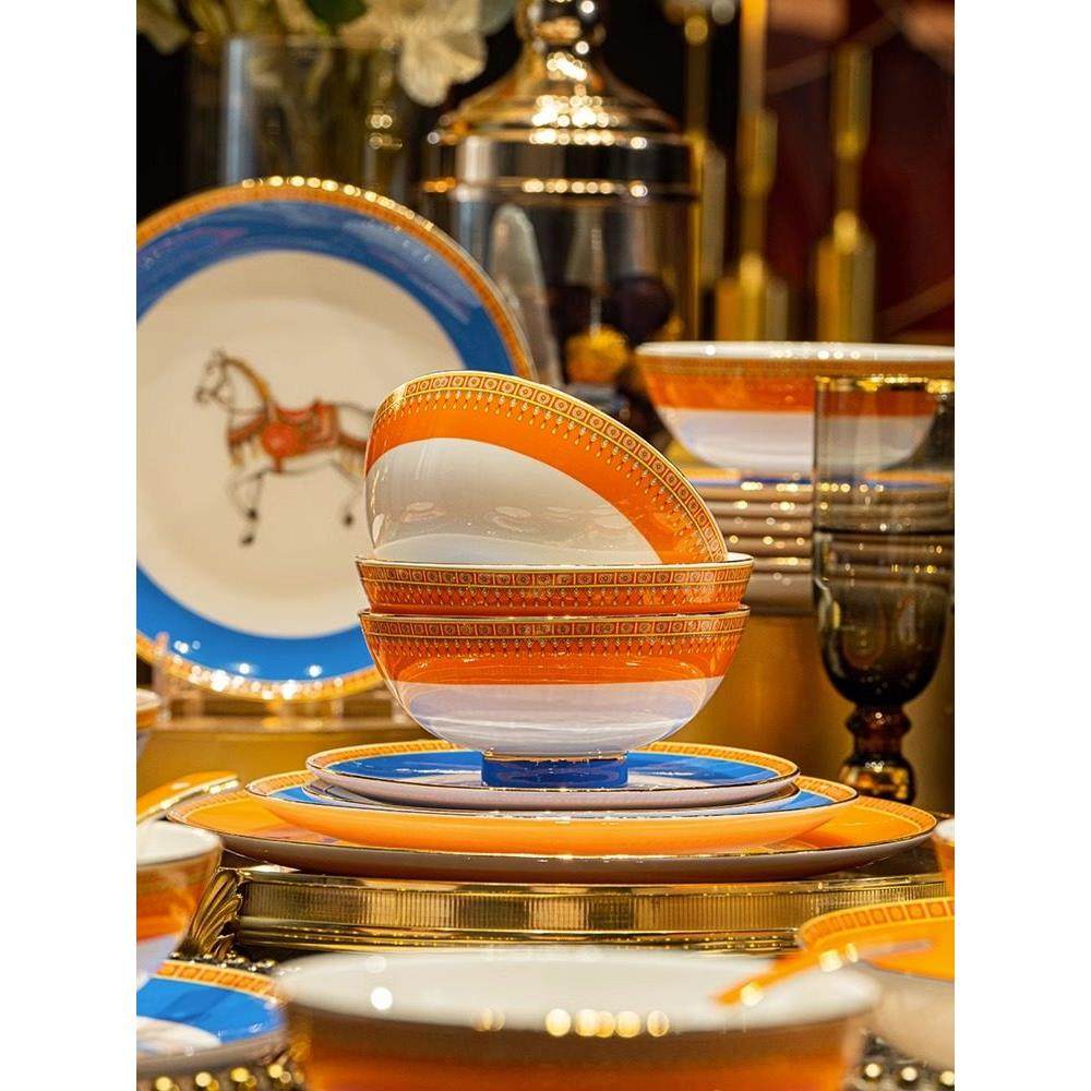 LAREEY餐具套装家用轻奢高档景德镇骨瓷碗盘组合欧式宫廷风碗碟,餐饮具,餐具瓷器套装,淘宝优惠券,粉丝福利购,淘宝优惠卷