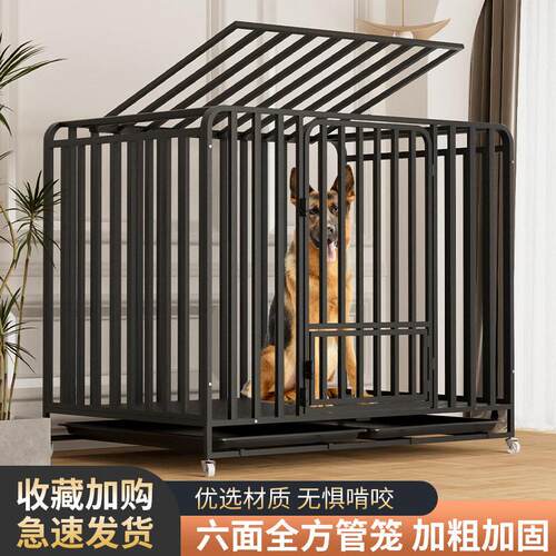 加粗加厚防咬全方管狗笼金毛边牧中大型犬室内外厕所分离超大狗窝